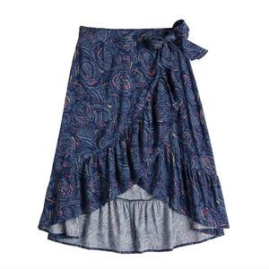 SO Faux Wrap Skirt Blue Floral XXL